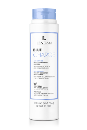 BLUE CHARGE SHAMPOO INTENSIFICA LOS TONOS FRÍOS Y NEUTRALIZA MATICES ROJOS Y ANARANJADOS